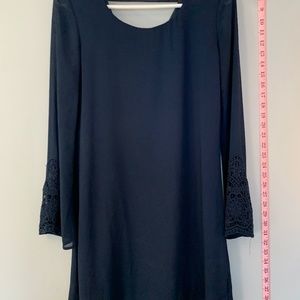 long sleeve navy blue dress